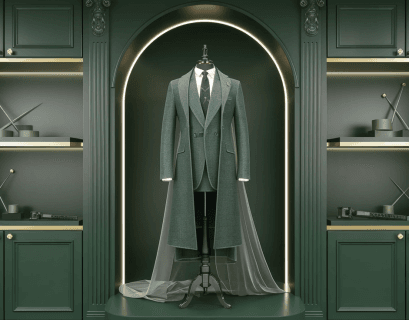 Handcrafted Long Green Coat in Veil for Men on Etsy by CaDechire