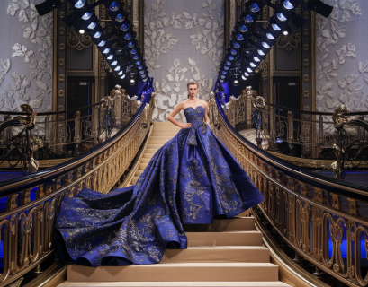 Zuhair Murad’s Train-Detailed Faille Strapless Gown at Moda Operandi