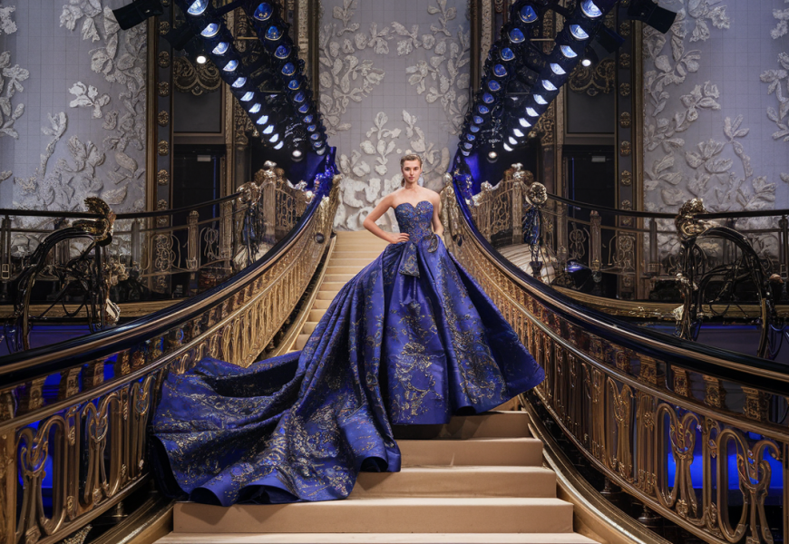 Zuhair Murad’s Train-Detailed Faille Strapless Gown at Moda Operandi